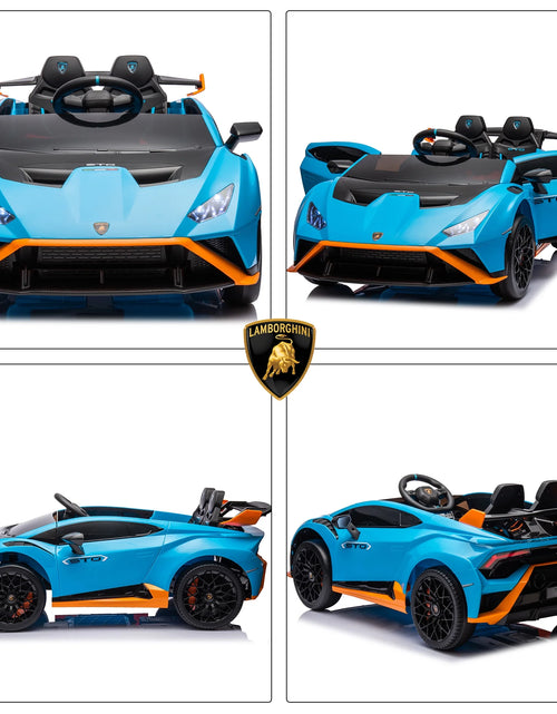 Load image into Gallery viewer, 24V Kids Ride on Car, Licensed Lamborghini STO Electric Car for Boys Girls, 2-Seater Ride on Drift Car with Remote Control, Music, 360° Spin, Max Speed 6Mph, White
