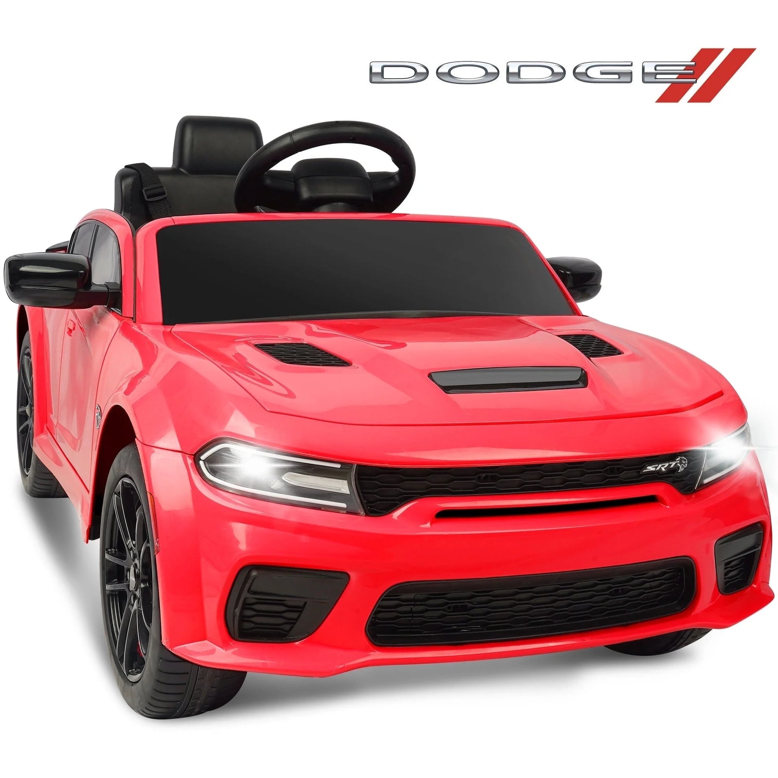 Dodge Electric Ride on Cars for Kids, 12V Licensed Dodge Charger SRT Powered Ride on Toys Cars with Parent Remote Control, Electric Car for Girls 3-5 W/Music Player/Led Headlights/Safety Belt, Pink