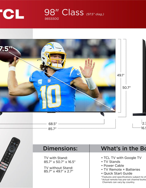 Load image into Gallery viewer, 98” Class S5 S Class 4K UHD HDR LED Smart TV with Google TV, 98S550G
