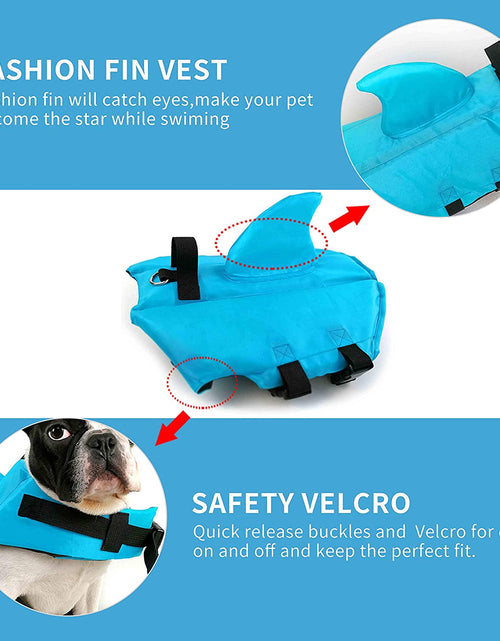 Load image into Gallery viewer, Dog Life Jacket- Preserver with Adjustable Belt, Pet Swimming Shark Jacket for Short Nose Dog (Pug,Bulldog,Poodle,Bull Terrier,Labrador)
