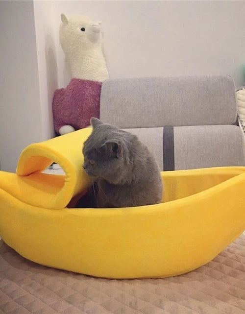 Load image into Gallery viewer, Cute Cat Bed Banana-Shaped Soft Cat Cuddle Bed House Lovely Pet Supplies for Cat Kittens Rabbit Small Dogs Pet Products LBS
