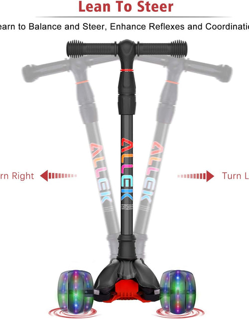 Load image into Gallery viewer, Kick Scooter B02, Lean &#39;N Glide Scooter with Extra Wide PU Light-Up Wheels and 4 Adjustable Heights for Children from 3-12Yrs (Black)
