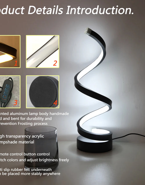 Load image into Gallery viewer, Modern Minimalist Spiral Desk Lamp, Wire Controlled Three Color LED Ambient Light, Suitable for Bars, Cafes, Bedrooms, and Rooms
