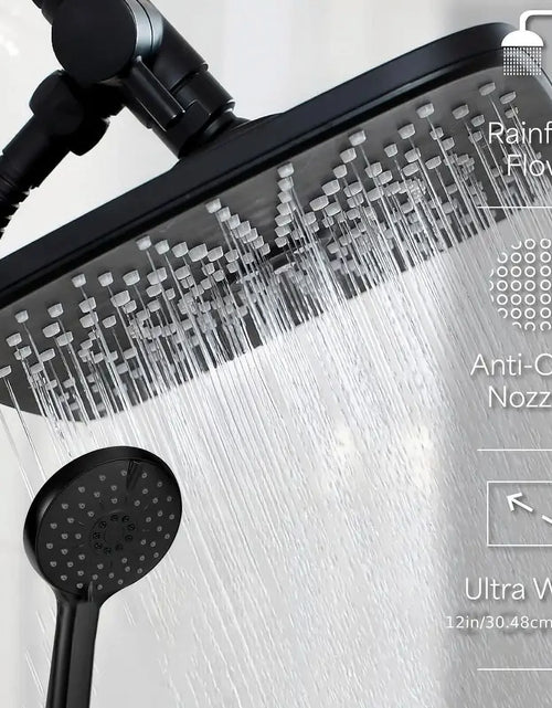 Load image into Gallery viewer, 5-Setting High Pressure Shower Head 12 Inch Rain Shower Head with Handheld and Hose Silver
