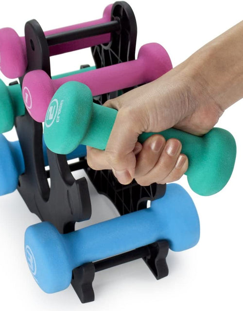 Load image into Gallery viewer, Set of 3 Pairs of Neoprene Body Sculpting Hand Weights with Stand
