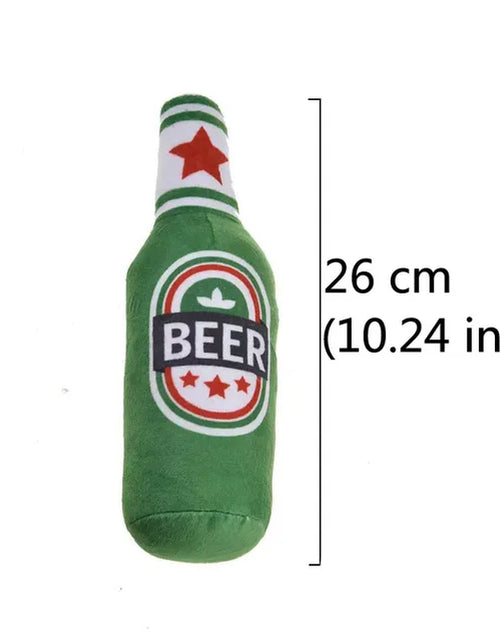 Load image into Gallery viewer, Interactive Dog Toys Champagne Wine Bottle Shape Pet Toy Plush Filled Vodka Toy Squeaky Bite-Resistant Pet Supplies Whisky
