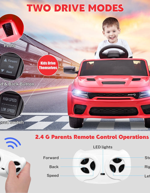 Load image into Gallery viewer, Dodge Electric Ride on Cars for Kids, 12V Licensed Dodge Charger SRT Powered Ride on Toys Cars with Parent Remote Control, Electric Car for Girls 3-5 W/Music Player/Led Headlights/Safety Belt, Pink
