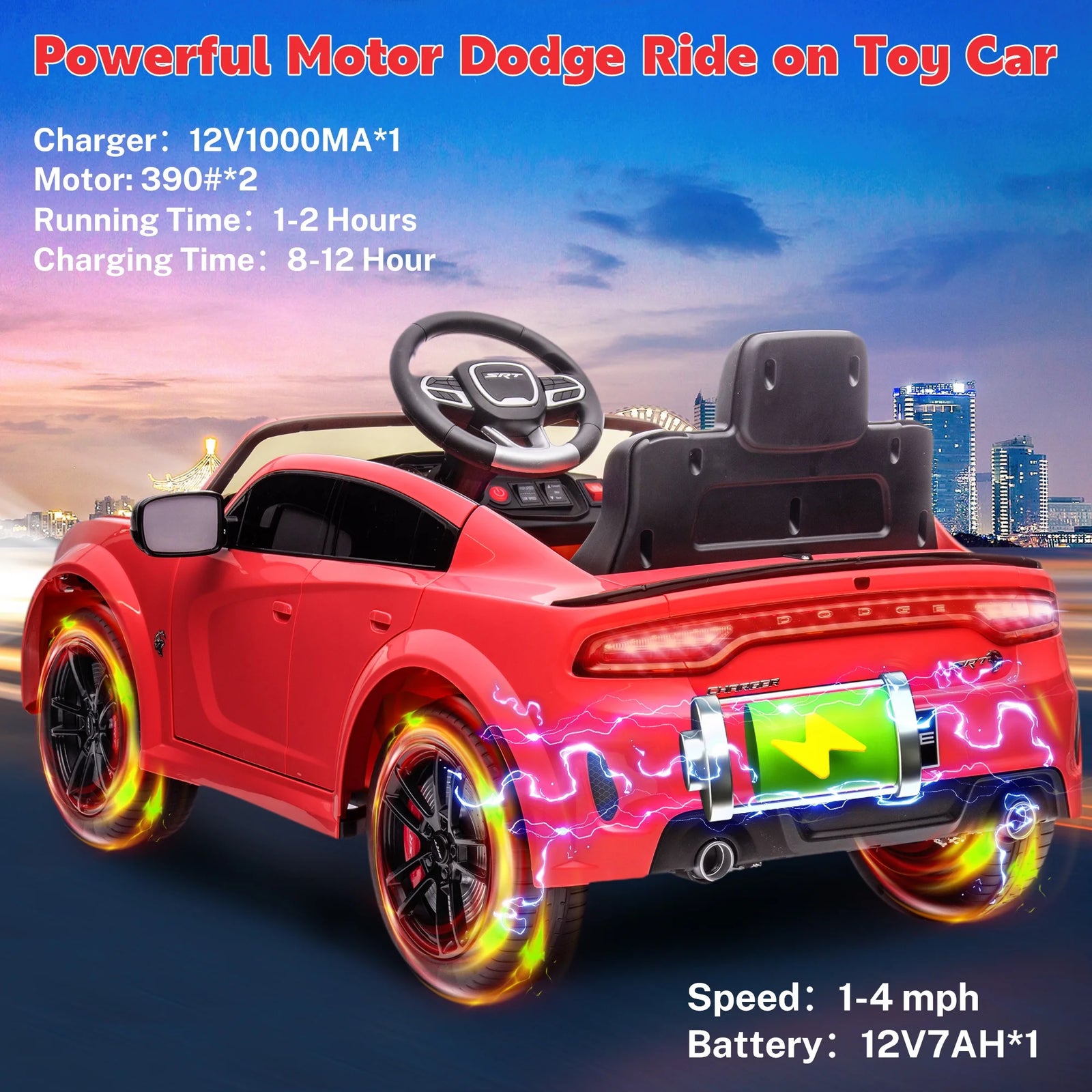 Dodge Electric Ride on Cars for Kids, 12V Licensed Dodge Charger SRT Powered Ride on Toys Cars with Parent Remote Control, Electric Car for Girls 3-5 W/Music Player/Led Headlights/Safety Belt, Pink