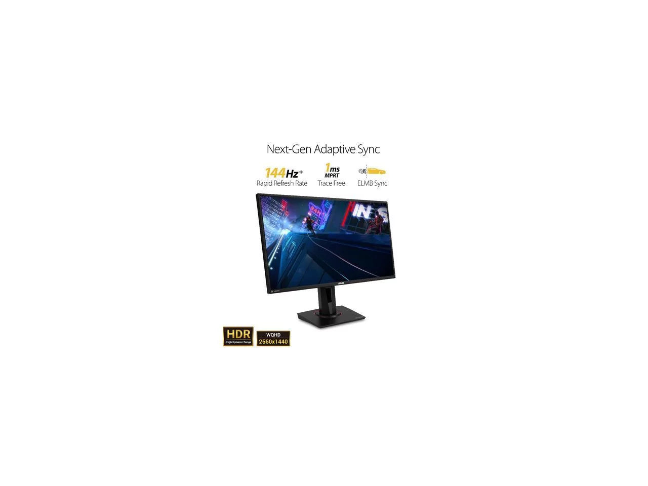 TUF Gaming 27" QHD (2560X1440) Gaming Monitor, IPS, 165Hz*, Extreme Low Motion Blur Sync, NVIDIA G-SYNC Compatible, Adaptive-Sync, 1Ms (MPRT), HDR10 - VG27AQ