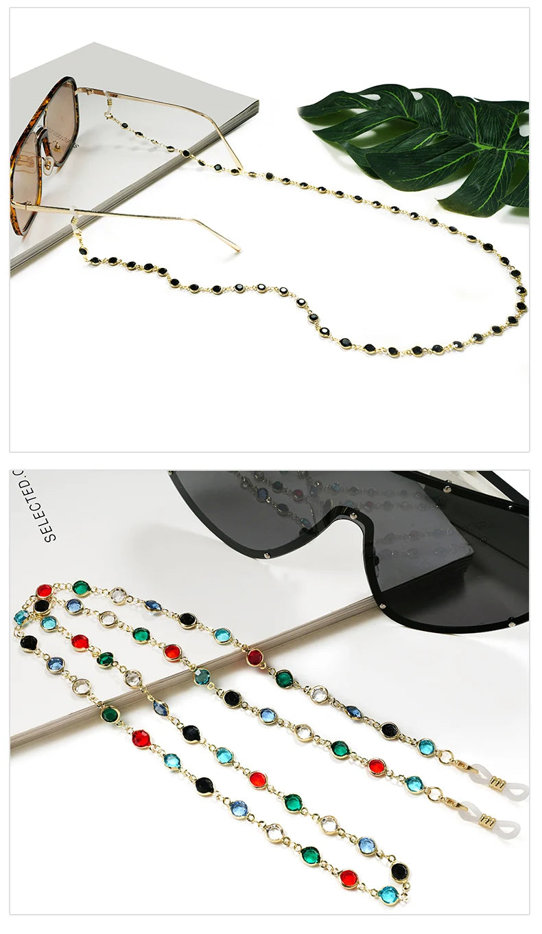 Eyeglass Chains for Women- Chic Sunglasses Crystal Chains for Women -  Eyeglass Holders Beaded String Metal Cords