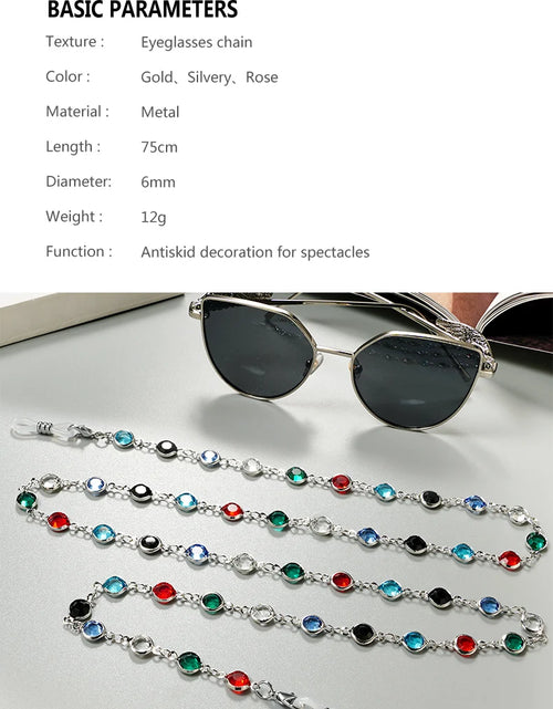 Load image into Gallery viewer, Eyeglass Chains for Women- Chic Sunglasses Crystal Chains for Women -  Eyeglass Holders Beaded String Metal Cords
