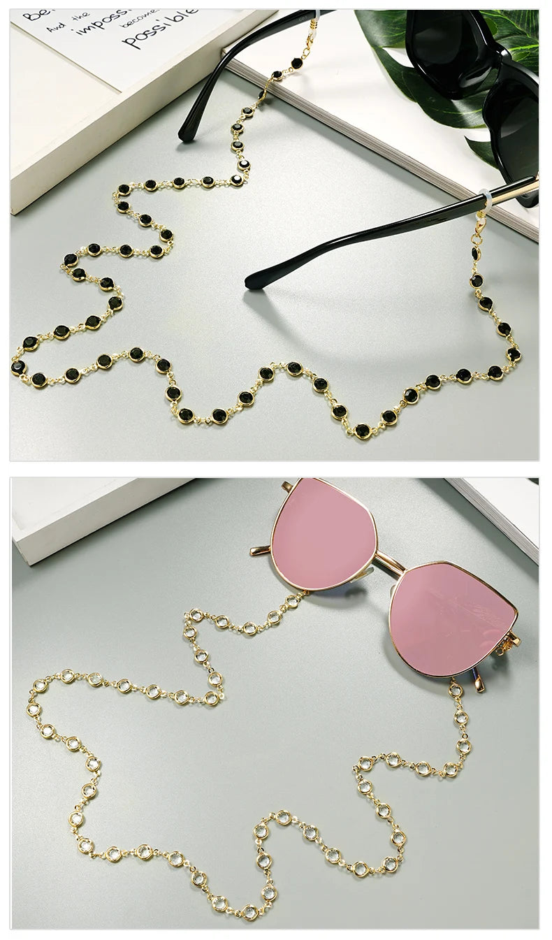 Eyeglass Chains for Women- Chic Sunglasses Crystal Chains for Women -  Eyeglass Holders Beaded String Metal Cords