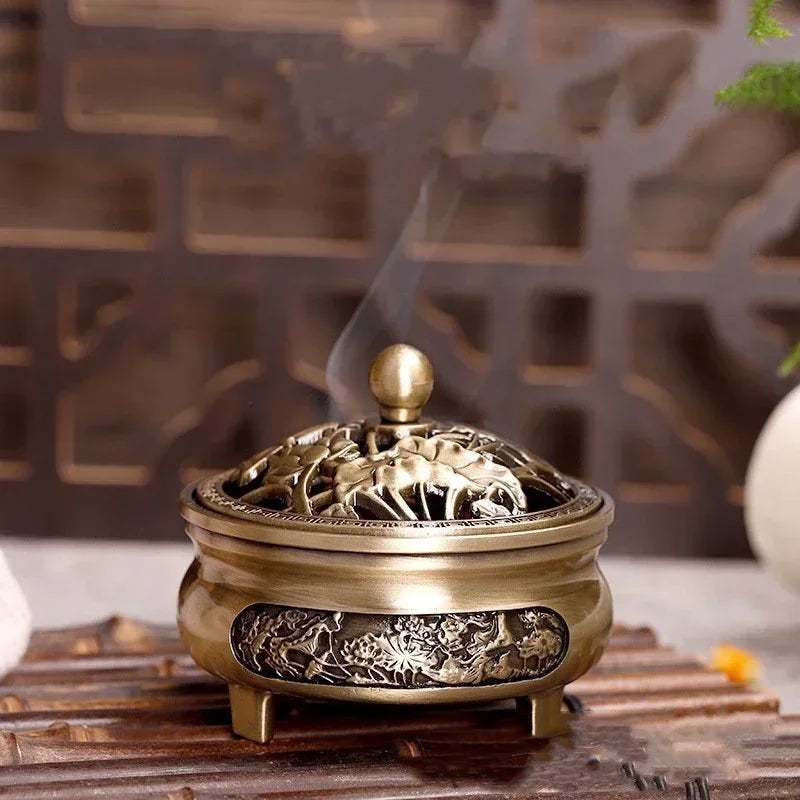 Pure Copper Antique Three-legged Aromatherapy Stove DIY Household Indoor Pan Incense Wire Incense Burner Tea Ceremony Decoration