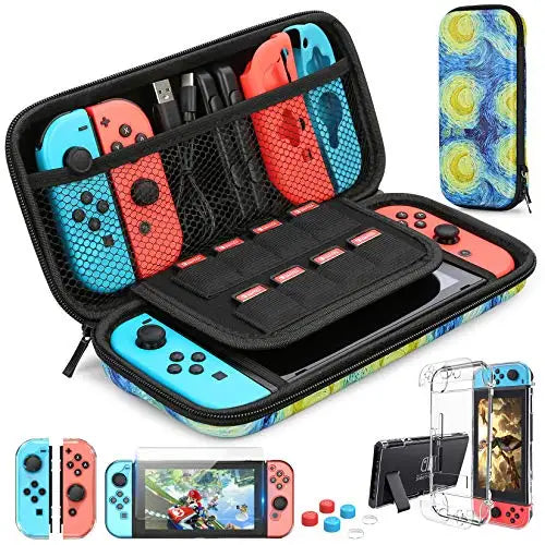 Load image into Gallery viewer, For Switch Case Compatible with Nintendo Switch, 9 in 1 Accessories kit with Carrying Case, Dockable Protective Case
