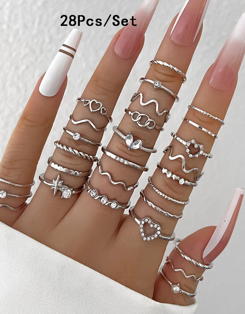 Load image into Gallery viewer, 23Pcs Trendy Simple Knuckle Rings Set For Women Crystal Star Moon Eye Wave Ring Female Fashion Party Jewelry Accessories
