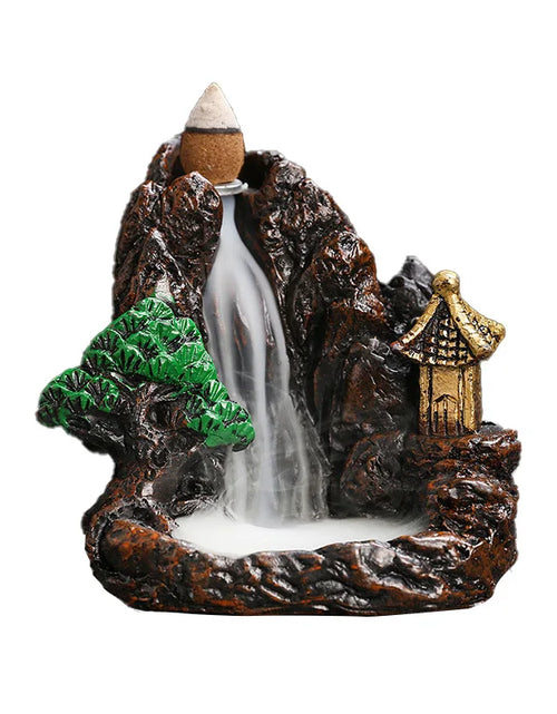 Load image into Gallery viewer, Creative High Mountain Flowing Resin Back Flow Incense Holder Waterfall Incense Burner Home Indoor Decor Aromatherapy Ornament
