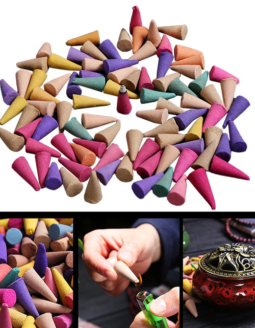 Load image into Gallery viewer, 60Pcs Scented Incense Cones Anxiety Relief Fragrance Incense Cones Natural Scents Cones for Meditation Relaxation
