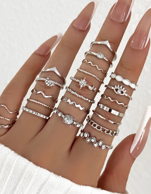 Load image into Gallery viewer, 23Pcs Trendy Simple Knuckle Rings Set For Women Crystal Star Moon Eye Wave Ring Female Fashion Party Jewelry Accessories
