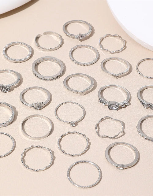 Load image into Gallery viewer, 23Pcs Trendy Simple Knuckle Rings Set For Women Crystal Star Moon Eye Wave Ring Female Fashion Party Jewelry Accessories
