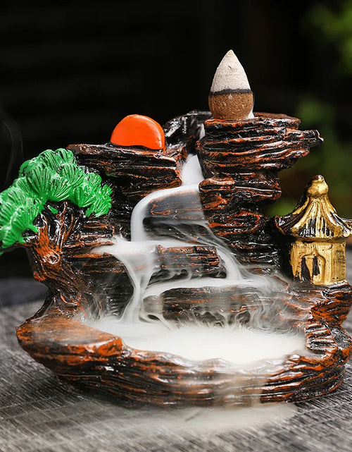 Load image into Gallery viewer, Creative High Mountain Flowing Resin Back Flow Incense Holder Waterfall Incense Burner Home Indoor Decor Aromatherapy Ornament
