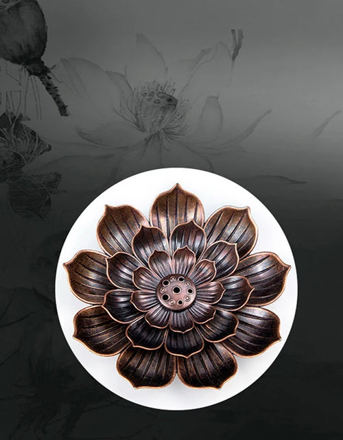 Load image into Gallery viewer, New 1PC Alloy Incense Burner Stick Holder Plate Buddhism Lotus Censer Bronze Nasturtium Incense Burner
