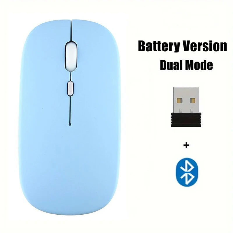 Portable Wireless Mouse Bluetooth-compatible 2.4GHz Dual Modes Computer Mice with Nano Receiver for Notebook PC Laptop Macbook