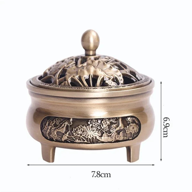 Pure Copper Antique Three-legged Aromatherapy Stove DIY Household Indoor Pan Incense Wire Incense Burner Tea Ceremony Decoration