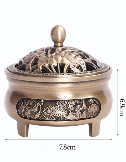 Load image into Gallery viewer, Pure Copper Antique Three-legged Aromatherapy Stove DIY Household Indoor Pan Incense Wire Incense Burner Tea Ceremony Decoration
