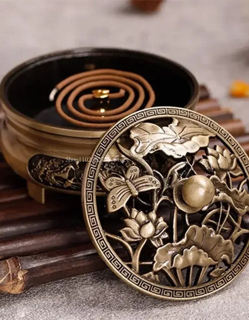 Load image into Gallery viewer, Pure Copper Antique Three-legged Aromatherapy Stove DIY Household Indoor Pan Incense Wire Incense Burner Tea Ceremony Decoration
