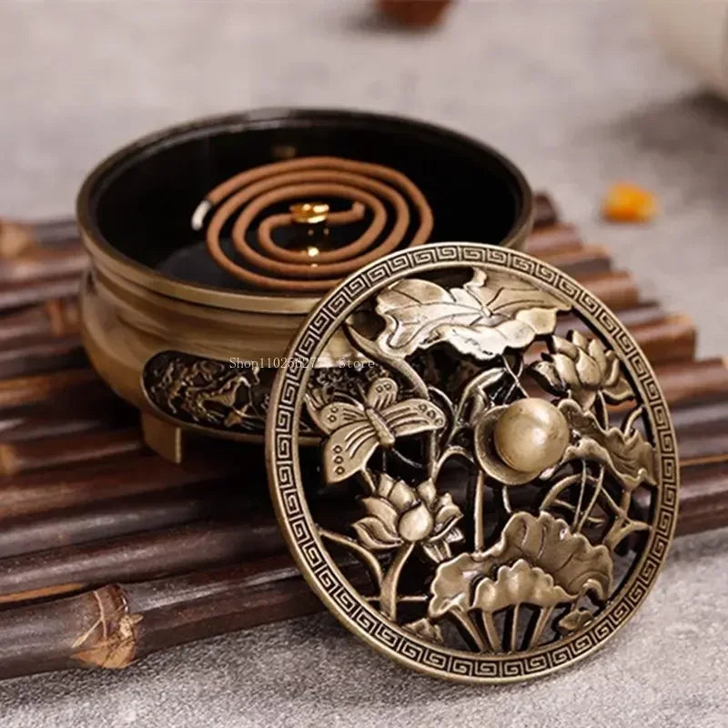 Pure Copper Antique Three-legged Aromatherapy Stove DIY Household Indoor Pan Incense Wire Incense Burner Tea Ceremony Decoration