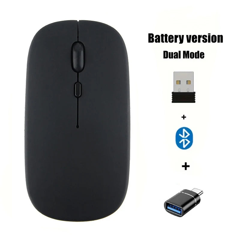 Portable Wireless Mouse Bluetooth-compatible 2.4GHz Dual Modes Computer Mice with Nano Receiver for Notebook PC Laptop Macbook