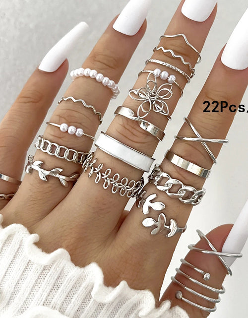 Load image into Gallery viewer, 23Pcs Trendy Simple Knuckle Rings Set For Women Crystal Star Moon Eye Wave Ring Female Fashion Party Jewelry Accessories
