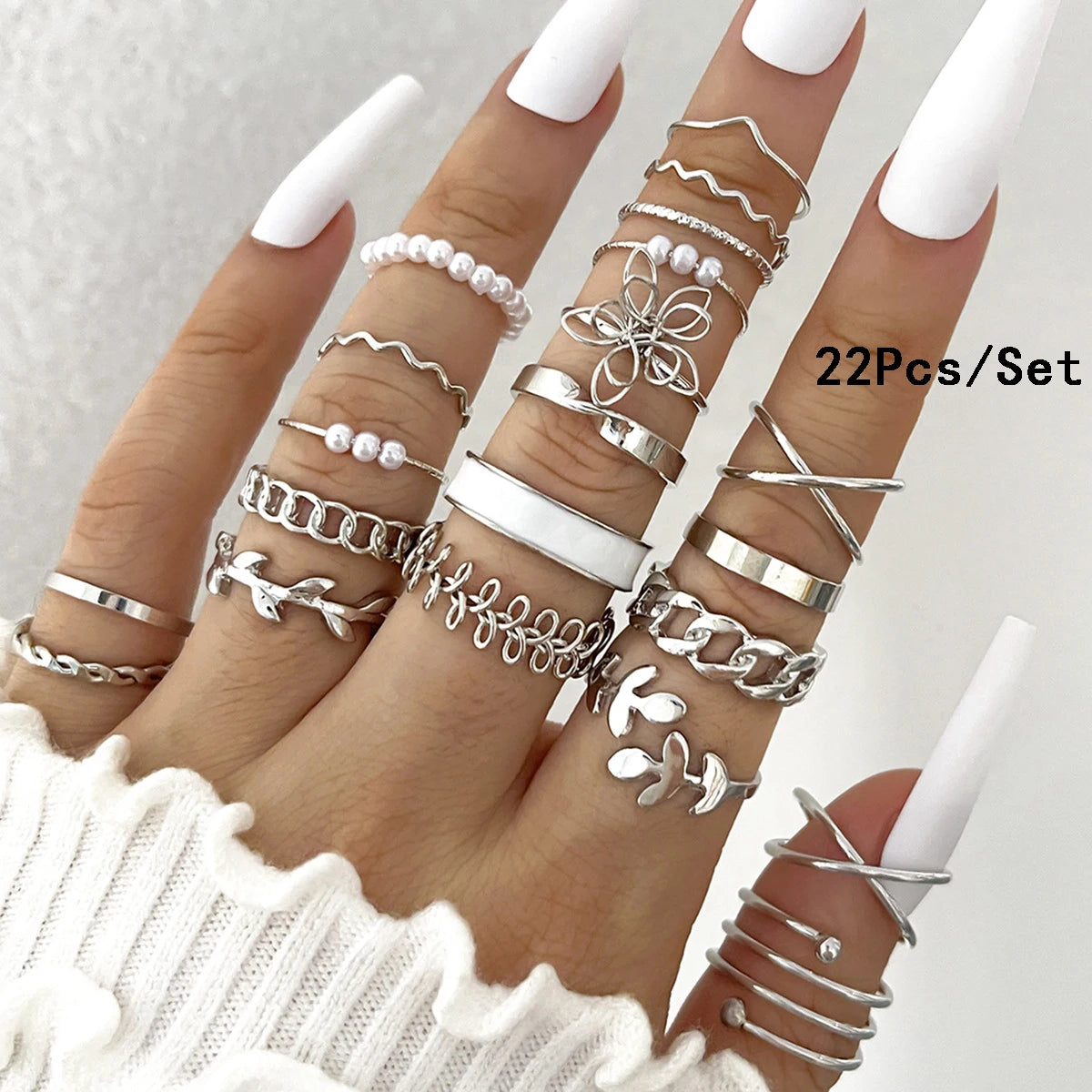 23Pcs Trendy Simple Knuckle Rings Set For Women Crystal Star Moon Eye Wave Ring Female Fashion Party Jewelry Accessories