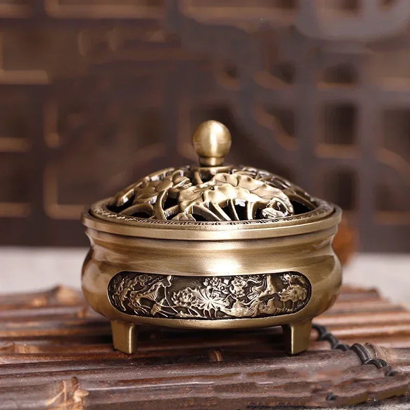 Pure Copper Antique Three-legged Aromatherapy Stove DIY Household Indoor Pan Incense Wire Incense Burner Tea Ceremony Decoration