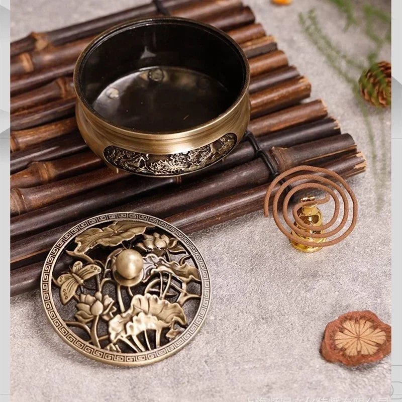 Pure Copper Antique Three-legged Aromatherapy Stove DIY Household Indoor Pan Incense Wire Incense Burner Tea Ceremony Decoration