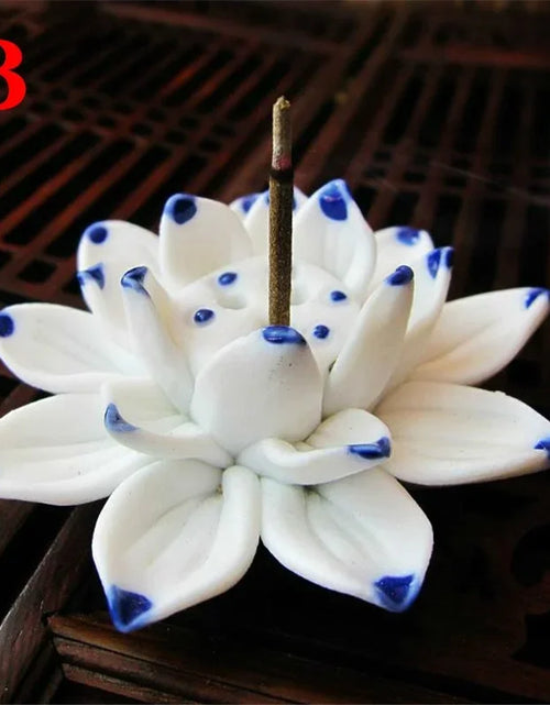 Load image into Gallery viewer, Handmade Lotus Incense Stick Holder Ceramic Sandalwood Incense Holder Home Teahouse Office Decor Aromatherapy Censer
