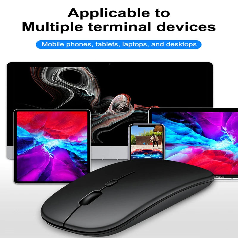 Portable Wireless Mouse Bluetooth-compatible 2.4GHz Dual Modes Computer Mice with Nano Receiver for Notebook PC Laptop Macbook