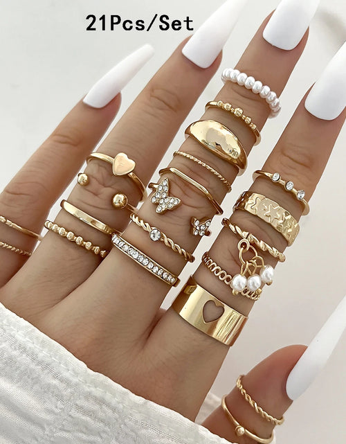 Load image into Gallery viewer, 23Pcs Trendy Simple Knuckle Rings Set For Women Crystal Star Moon Eye Wave Ring Female Fashion Party Jewelry Accessories
