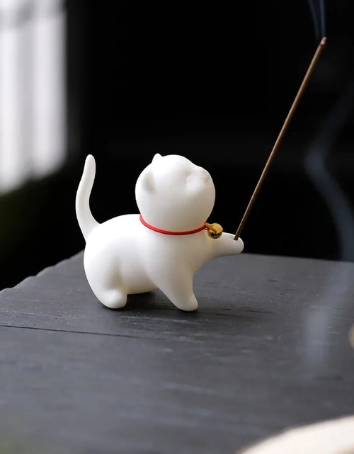 Load image into Gallery viewer, Cute Cat Buddhism Line Incense plate Incense Burner Stick Holder  Sandalwood Coil Base Temples Yoga Studios Home Decoration
