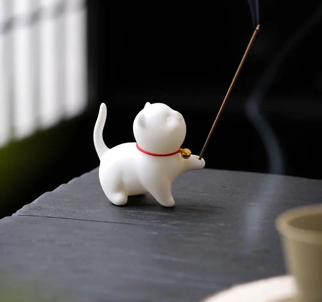 Cute Cat Buddhism Line Incense plate Incense Burner Stick Holder  Sandalwood Coil Base Temples Yoga Studios Home Decoration