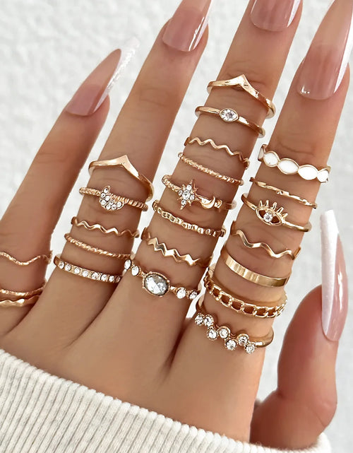 Load image into Gallery viewer, 23Pcs Trendy Simple Knuckle Rings Set For Women Crystal Star Moon Eye Wave Ring Female Fashion Party Jewelry Accessories
