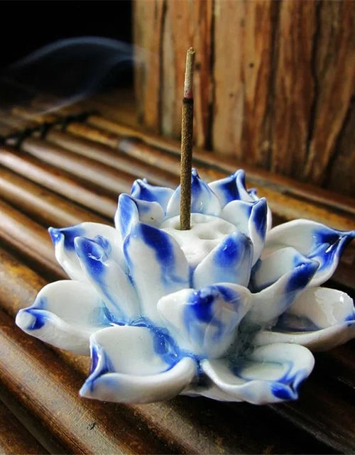 Load image into Gallery viewer, Handmade Lotus Incense Stick Holder Ceramic Sandalwood Incense Holder Home Teahouse Office Decor Aromatherapy Censer
