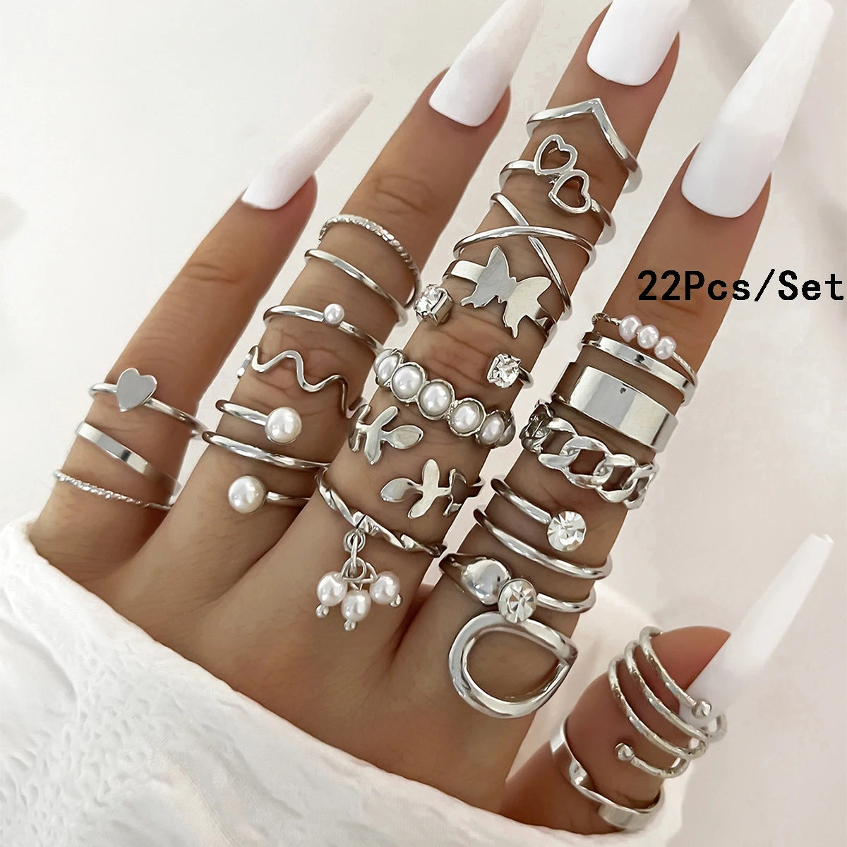 23Pcs Trendy Simple Knuckle Rings Set For Women Crystal Star Moon Eye Wave Ring Female Fashion Party Jewelry Accessories