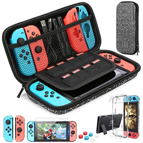 Load image into Gallery viewer, For Switch Case Compatible with Nintendo Switch, 9 in 1 Accessories kit with Carrying Case, Dockable Protective Case
