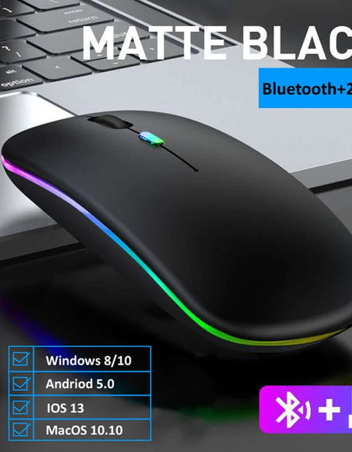 Load image into Gallery viewer, LED Wireless Mouse USB Rechargeable Bluetooth-compatible RGB Mouse Silent Ergonomic Mouse With Backlight For Laptop PC ipad
