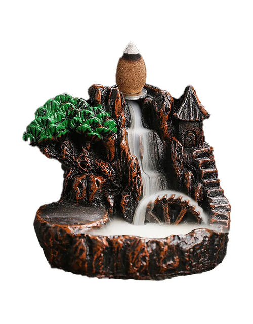 Load image into Gallery viewer, Creative High Mountain Flowing Resin Back Flow Incense Holder Waterfall Incense Burner Home Indoor Decor Aromatherapy Ornament
