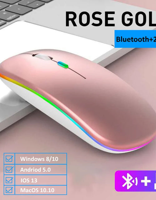 Load image into Gallery viewer, LED Wireless Mouse USB Rechargeable Bluetooth-compatible RGB Mouse Silent Ergonomic Mouse With Backlight For Laptop PC ipad
