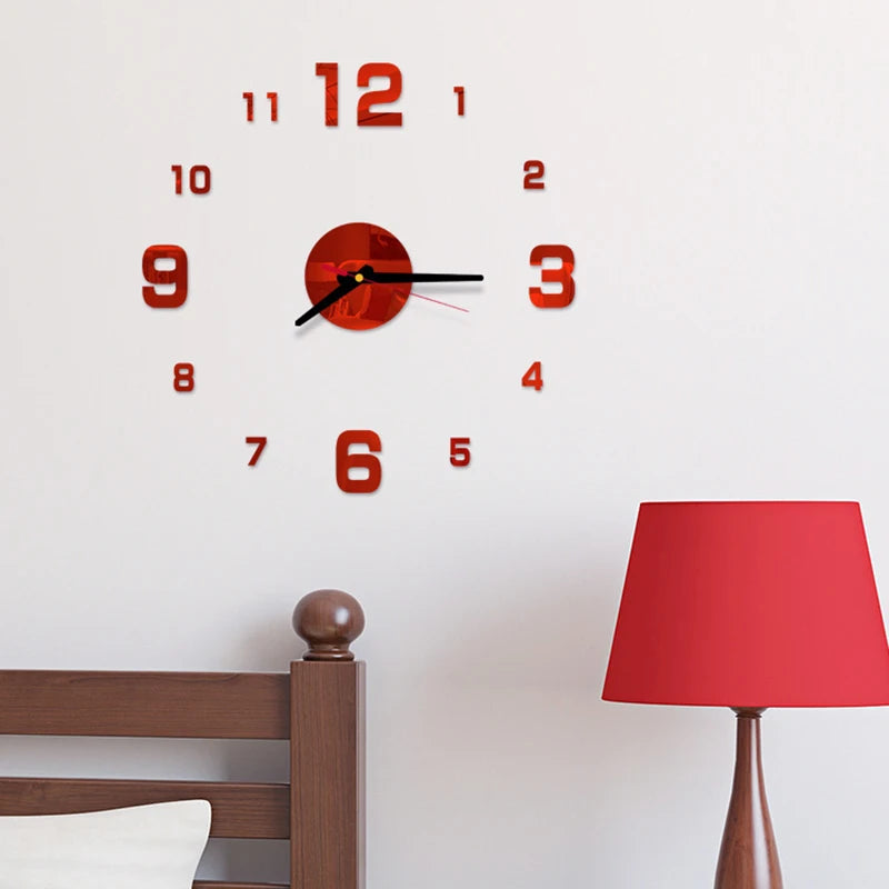 Creative Simple Luminous Digital Clock DIY Silent Wall Clock Study Living Room Punch-Free Wall Sticker Clock