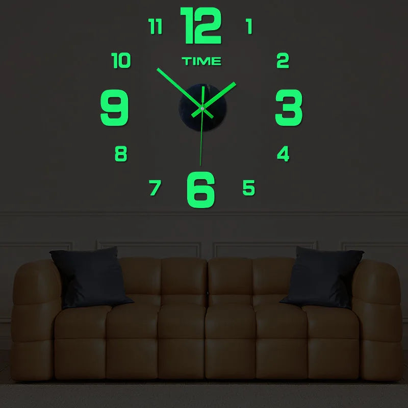 Creative Simple Luminous Digital Clock DIY Silent Wall Clock Study Living Room Punch-Free Wall Sticker Clock