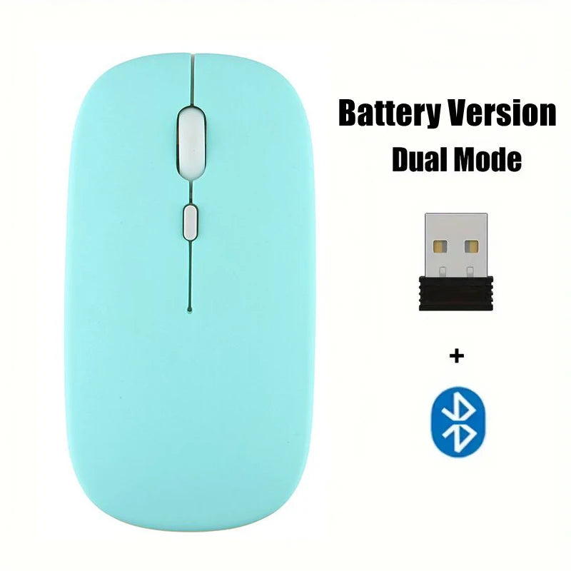 Portable Wireless Mouse Bluetooth-compatible 2.4GHz Dual Modes Computer Mice with Nano Receiver for Notebook PC Laptop Macbook